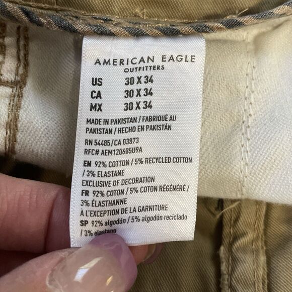 American Eagle ORIGINAL STRAIGHT LIVED IN KHAKI Pants Men’s 30x36 Tan FLEX - Picture 10 of 12